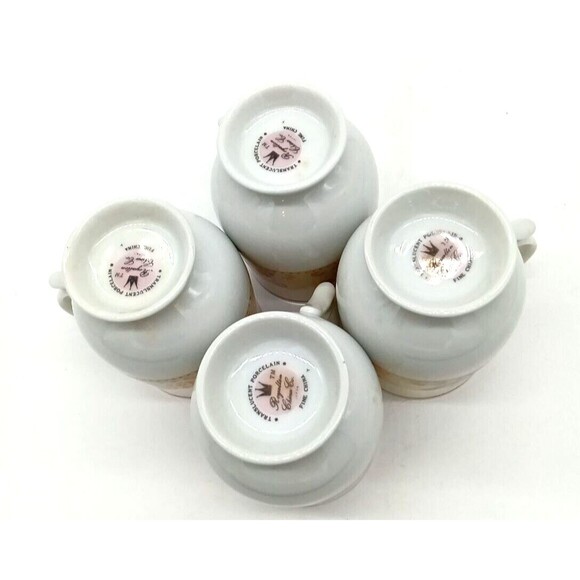 Vintage Royalton China Set Of 4 Translucent Porcelain MCM Coffee Mugs - Picture 7 of 8